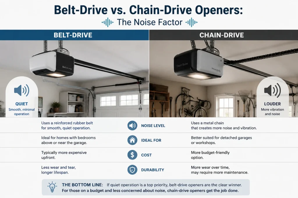 belt drive vs chain drive noise factor middle image