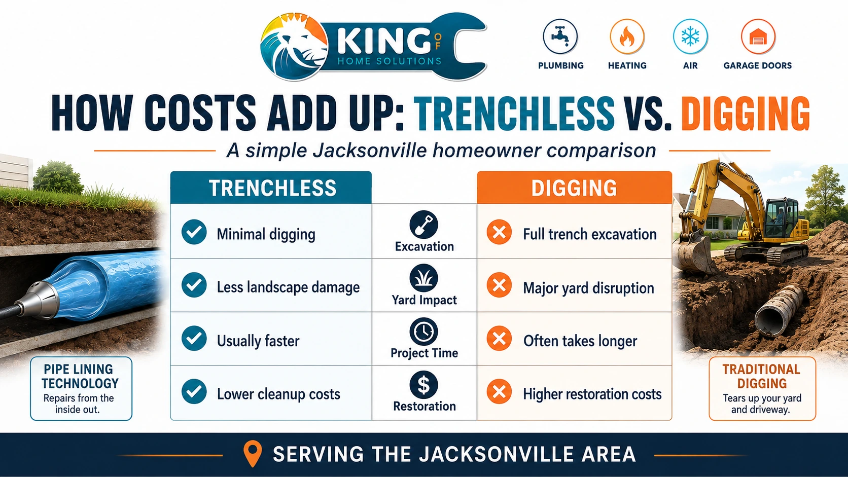 Sewer Repair vs. Digging: A Jacksonville Cost Comparison