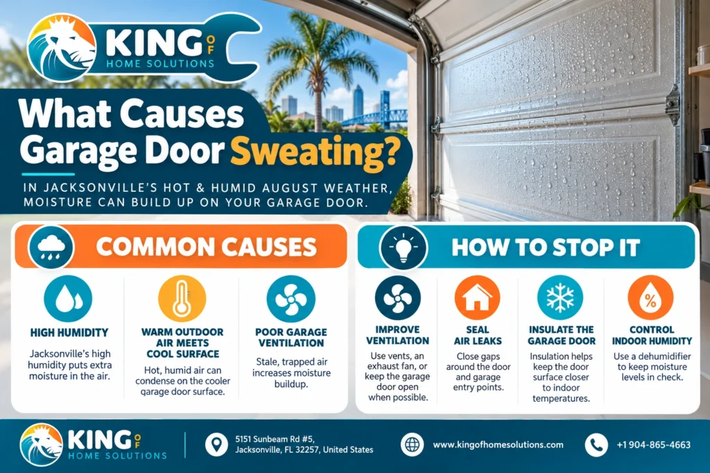 what causes garage door sweating